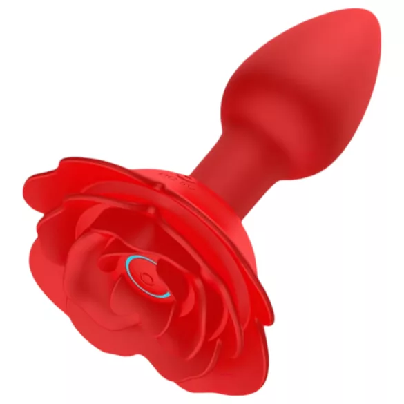 Rose Plug - plug anal vibrant télécommandé rechargeable - silicone rouge