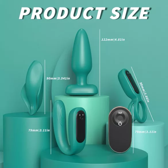 Sex HD - coffret 4 pièces vibromasseur rechargeable télécommandé - vert