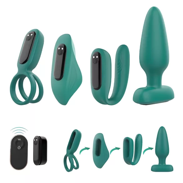 Sex HD - coffret 4 pièces vibromasseur rechargeable télécommandé - vert