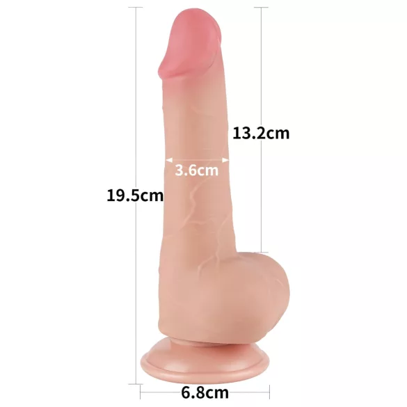 Sliding-Skin - godemichet double couche à ventouse - 19,5 cm (couleur chair)