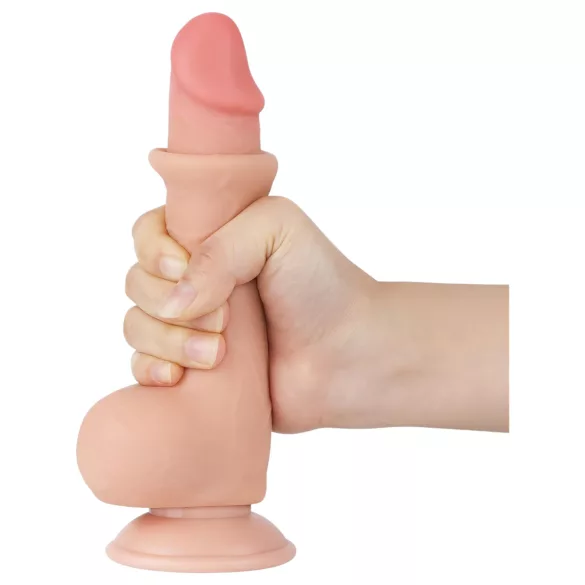 Sliding-Skin - godemichet double couche à ventouse - 19,5 cm (couleur chair)