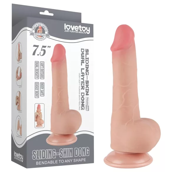 Lovetoy Sliding-Skin - gode ceinture avec testicules - double couche 20 cm