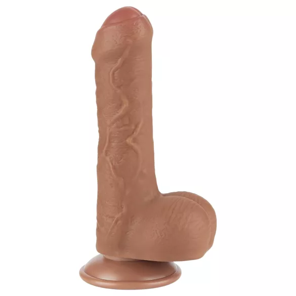 Lovetoy Sliding-Skin - gode ceinture avec testicules - double couche - 18,3cm