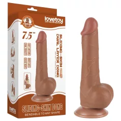   Lovetoy Sliding-Skin - gode ceinture avec testicules - double couche - 19,5 cm
