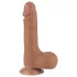 Lovetoy Sliding-Skin - godemichet réaliste à testicules - 19,5cm - peau foncée
