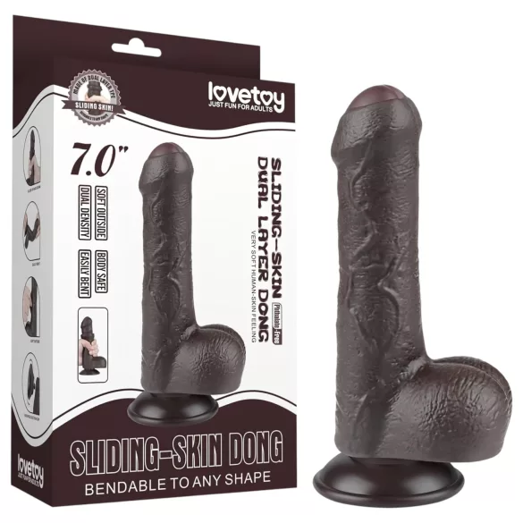 Lovetoy Sliding-Skin - gode ceinture avec testicules - double couche - 18,3cm