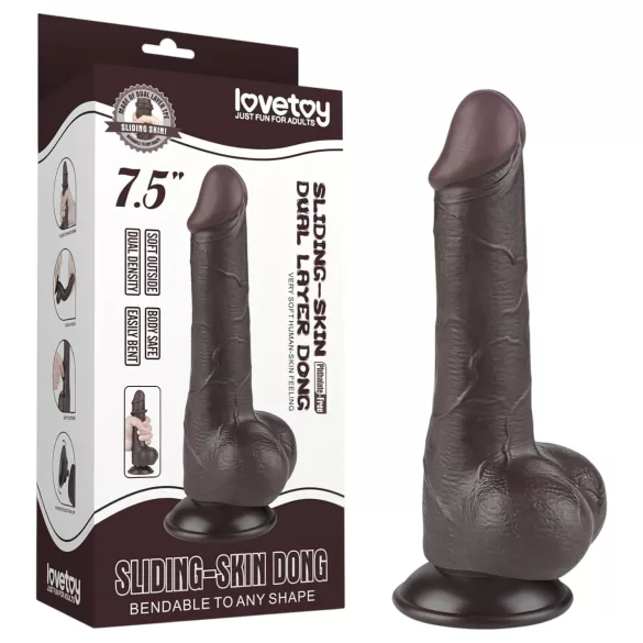 Lovetoy Sliding-Skin - gode ceinture avec testicules - double couche