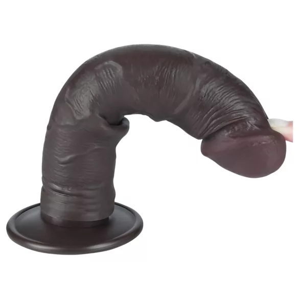 Lovetoy Sliding-Skin - gode michet ventouse réaliste bi-couche - 20cm brun