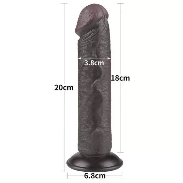 Lovetoy Sliding-Skin - gode michet ventouse réaliste bi-couche - 20cm brun