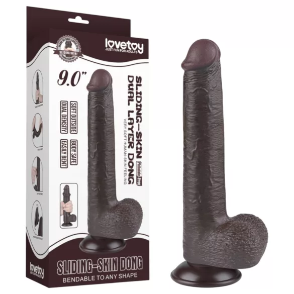 Lovetoy Sliding-Skin - gode ce ventouse réaliste double couche - 20,8cm - marron