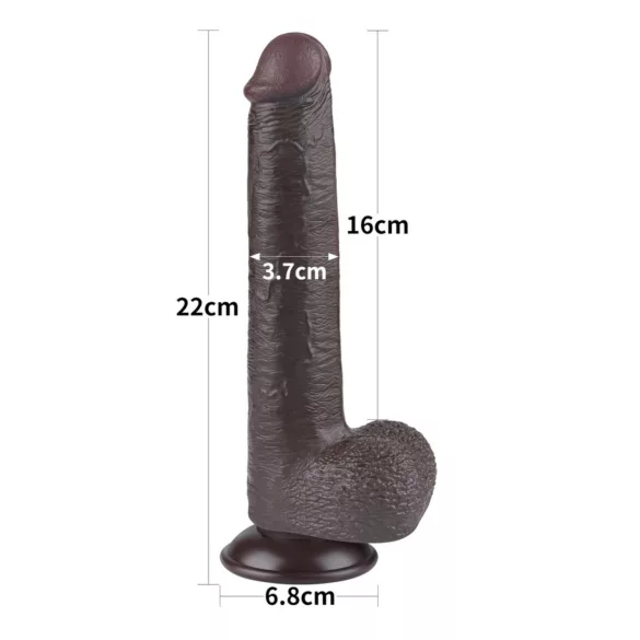 Lovetoy Sliding-Skin - gode ce ventouse réaliste double couche - 20,8cm - marron