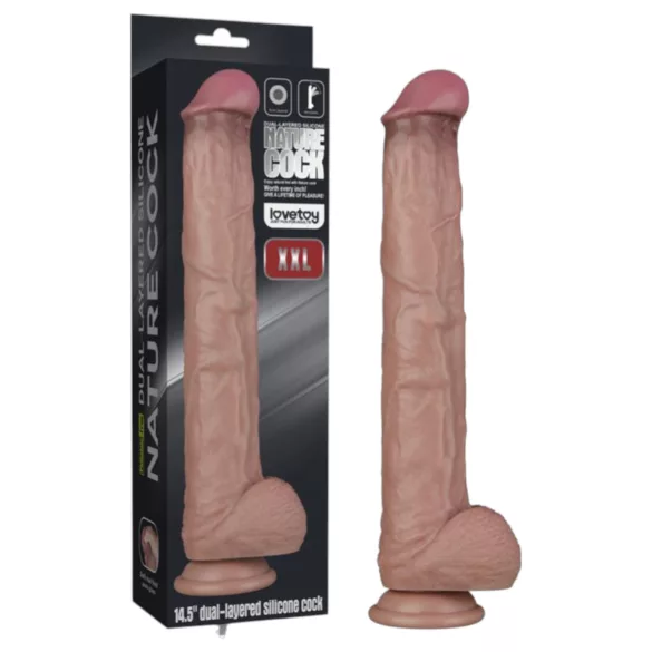Lovetoy - gode XXL réaliste à double couche - 36,5 cm - couleur chair