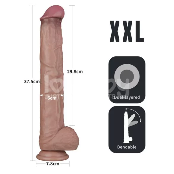 Lovetoy - gode XXL réaliste à double couche - 36,5 cm - couleur chair