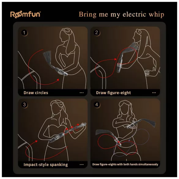 Roomfun - fouet électrique à décharge (noir)