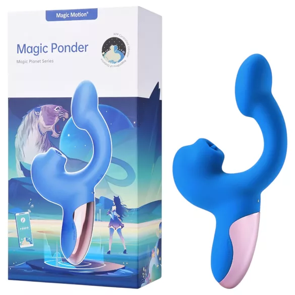 Magic Motion Magic Ponder - vibromasseur rabbit 2 en 1 - silicone bleu
