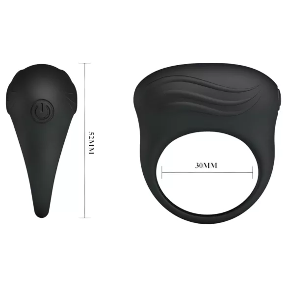 Pretty Love Bertram - anneau pénien vibrant étanche - silicone noir