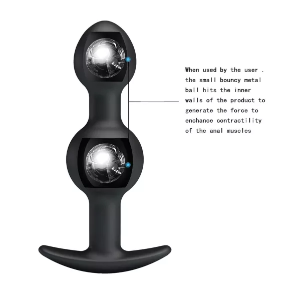 Pretty Love - plug anal à billes internes - silicone noir