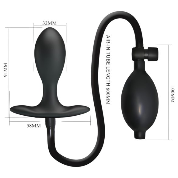 Pretty Love - plug anal gonflable avec bille interne - noir