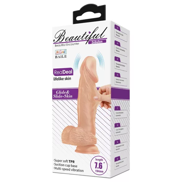 Baile Zebulon - godemichet réaliste vibrant avec testicules - 19cm - chair