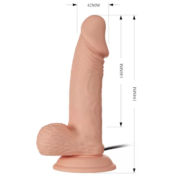 Baile Zebulon - godemichet réaliste vibrant avec testicules - 19cm - chair