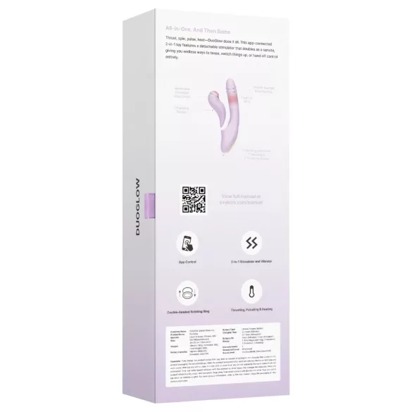 Svakom DuoGlow - vibromasseur point G et clitoris connecté - silicone violet