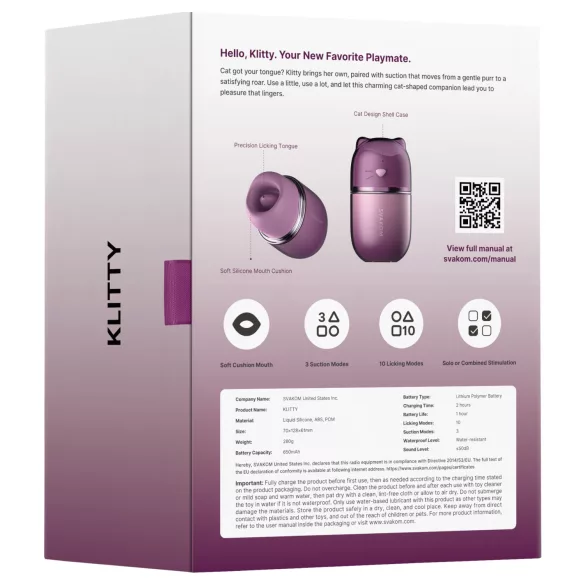 Svakom Klitty - stimulateur clitoridien à ondes d’air avec vibromasseur, contrôlé par application