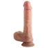 Double densité - godemichet réaliste avec ventouse et testicules - 20 cm (couleur chair)