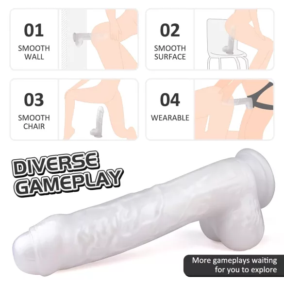 Sex HD Martin - gode ceinture réaliste avec testicules et ventouse - blanc