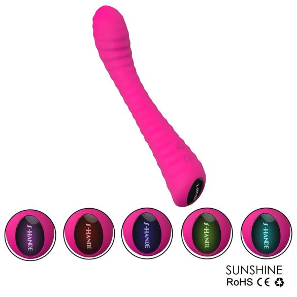 Sex HD Sunshine - vibromasseur point G rechargeable rainuré - silicone rose