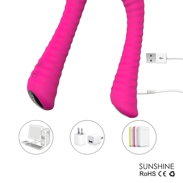 Sex HD Sunshine - vibromasseur point G rechargeable rainuré - silicone rose