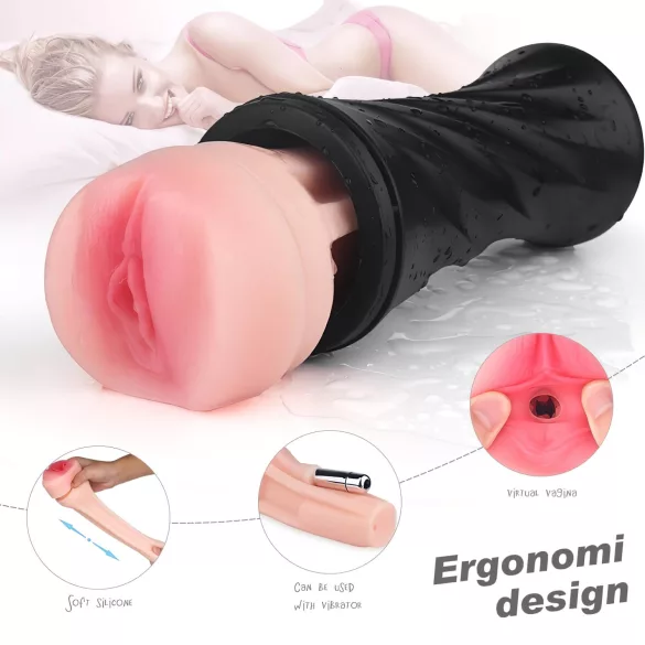 Sex HD Marcus - vagin réaliste avec étui - noir/naturel