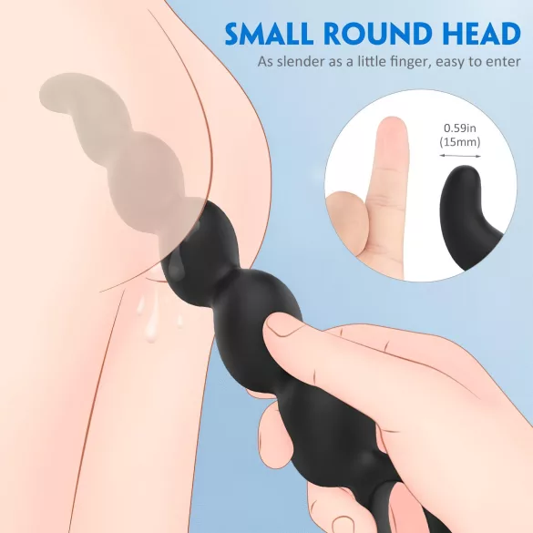 Sex HD Steven - plug anal à perles - silicone noir