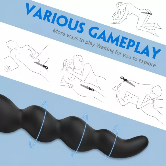 Sex HD Steven - plug anal à perles - silicone noir