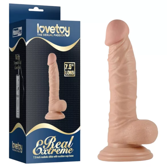 Real Extreme - godemichet point G avec ventouse et testicules - 19 cm (couleur chair)