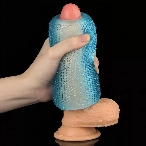 Lovetoy - Masturbateur double face à relief - silicone bleu