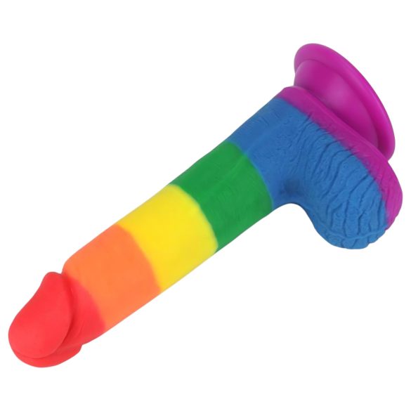 Lovetoy Prider - gode ceinture réaliste avec testicules - 20 cm - arc-en-ciel