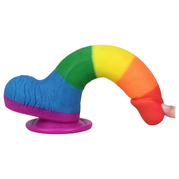 Lovetoy Prider - gode ceinture réaliste avec testicules - 20 cm - arc-en-ciel