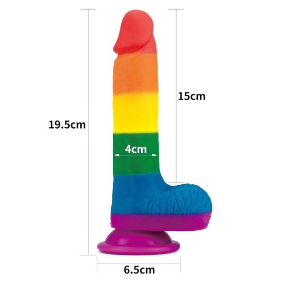 Lovetoy Prider - gode ceinture réaliste avec testicules - 20 cm - arc-en-ciel
