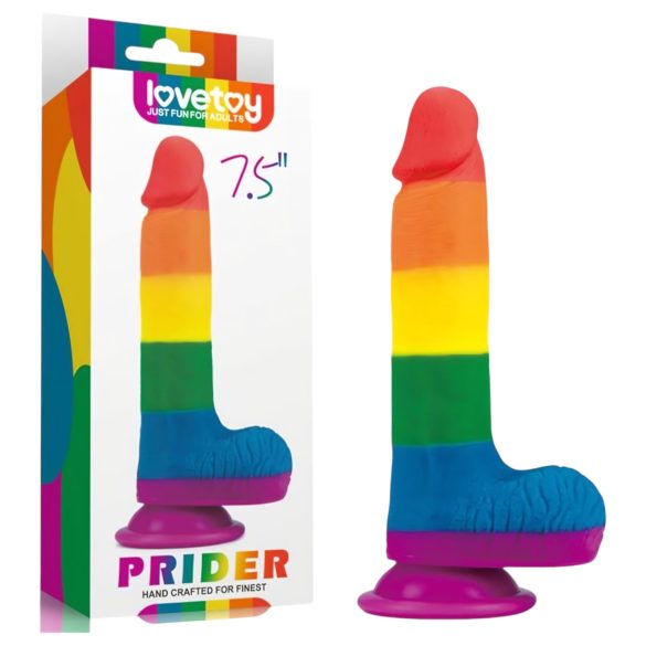Lovetoy Prider - gode ceinture réaliste avec testicules - 20 cm - arc-en-ciel