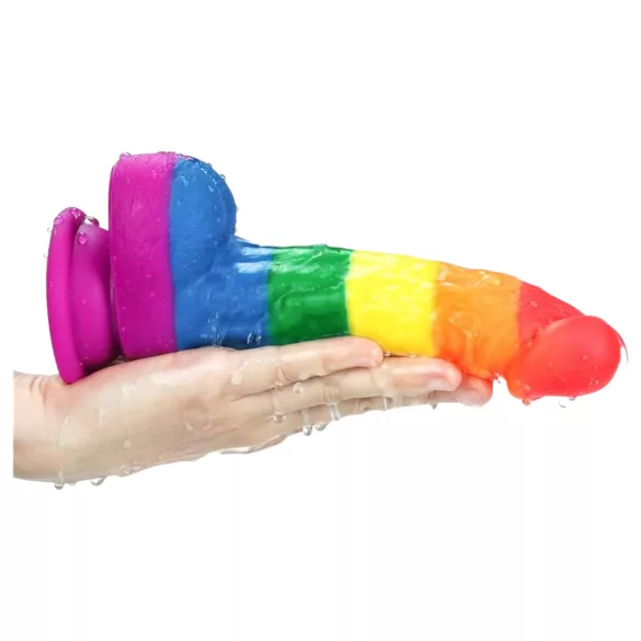 Lovetoy Prider - gode réaliste - silicone - 19cm - arc-en-ciel