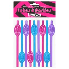 Lovetoy - paille avec vagin - plastique - rose/bleu/violet