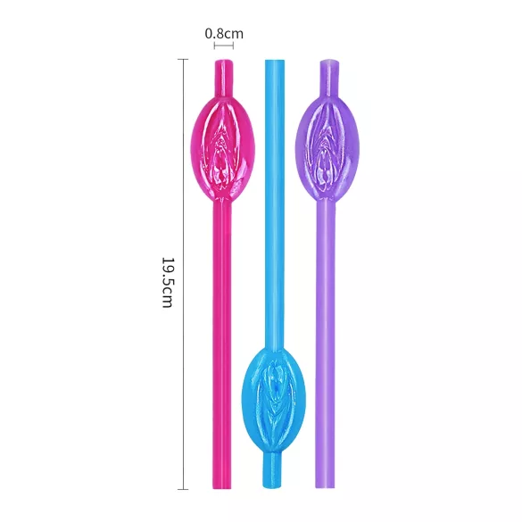 Lovetoy - paille avec vagin - plastique - rose/bleu/violet