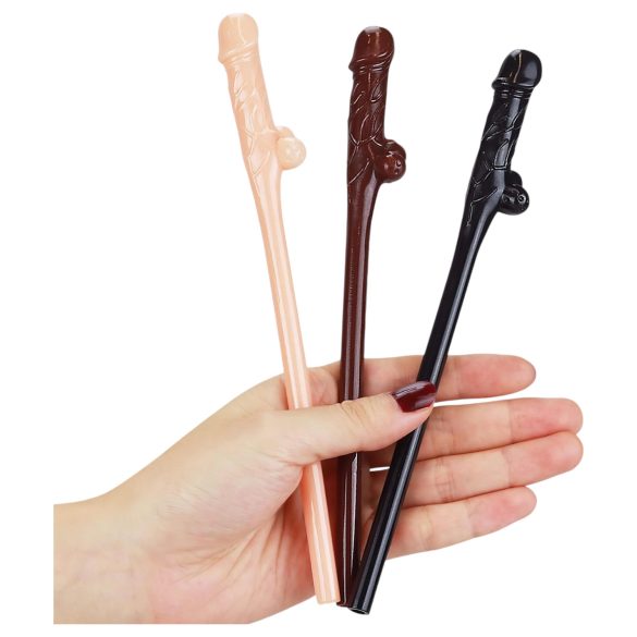 Lovetoy - Pailles pénis réalistes (naturel-brun-noir)