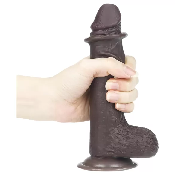Lovetoy Sliding-Skin - gode ceinture réaliste double couche - 18cm - marron