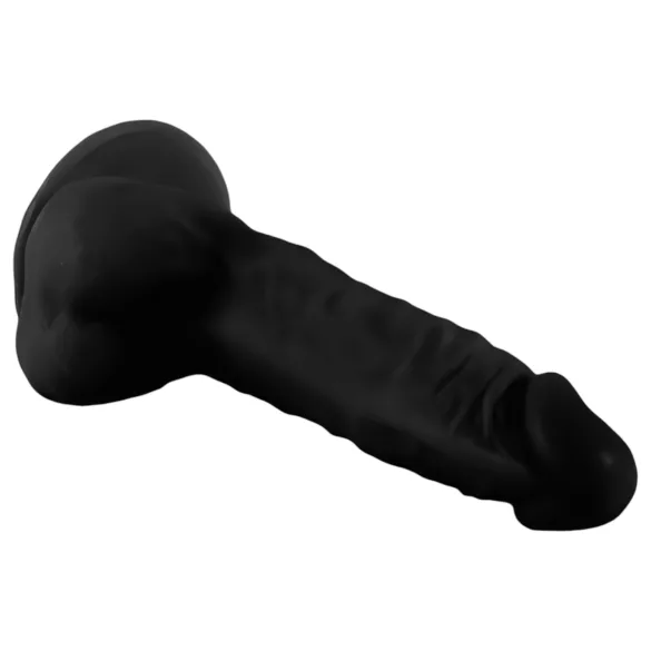 Mr. Rude - gode ceinture ventouse réaliste avec testicules - 19cm - noir