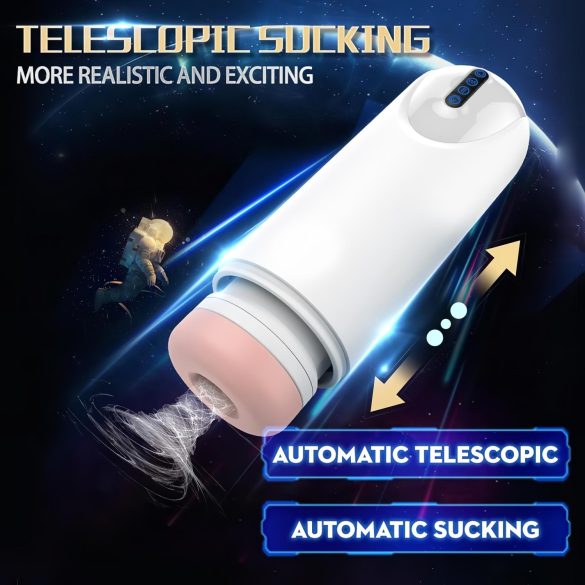 Leopard - masturbateur vibrant à mouvement va-et-vient - blanc