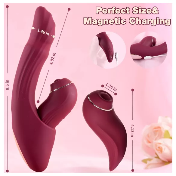 Vibeconnect - Vibromasseur 2en1 point G et clitoridien - silicone rouge