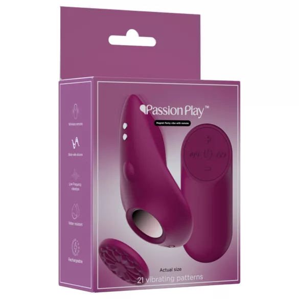 Passion Play - vibromasseur pour culotte, magnétique et télécommandé (bordeaux)