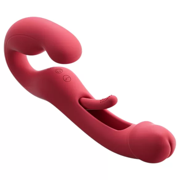 Honey Play Box Harmony Duo - gode à langue vibrant à harnais, contrôlé par application (rouge)