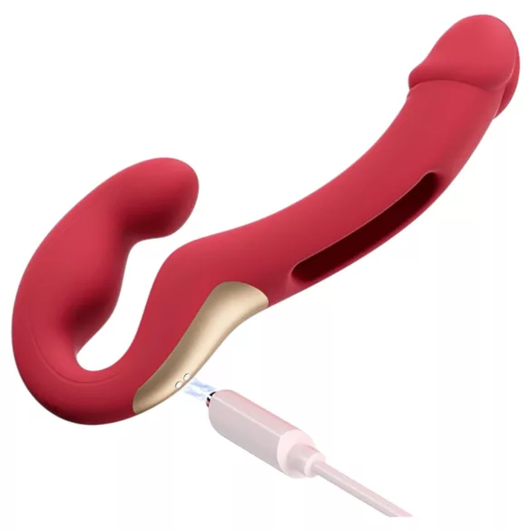 Honey Play Box Harmony Duo - gode à langue vibrant à harnais, contrôlé par application (rouge)